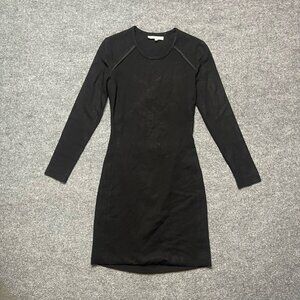 IRO Womens Cheryne Bodycon Dress Solid Black Keyhole Back Long Sleeve US 2 FR 34